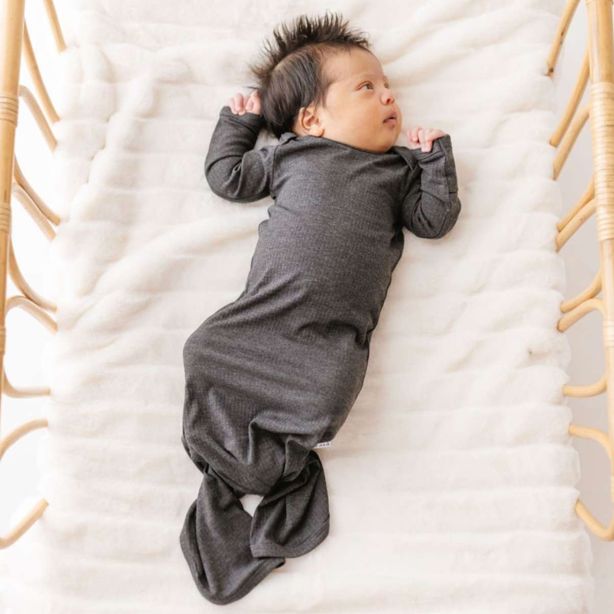 Pepper Ribbed Knotted Gown & Beanie