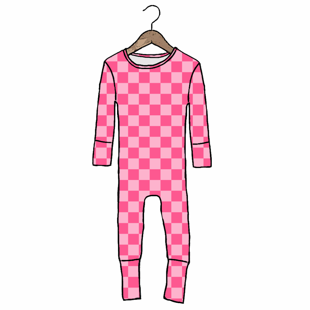 Bubble Gum Check Day to Night Romper