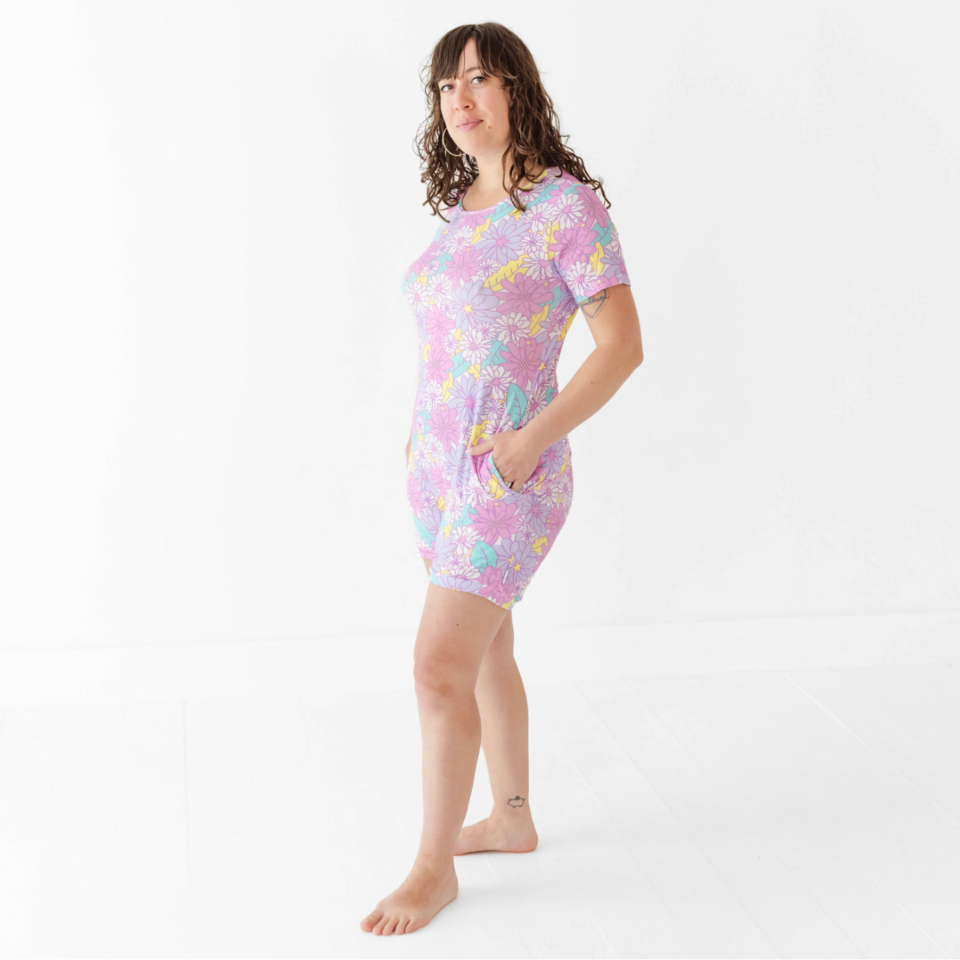 Flower Power Adult Shorty Romper