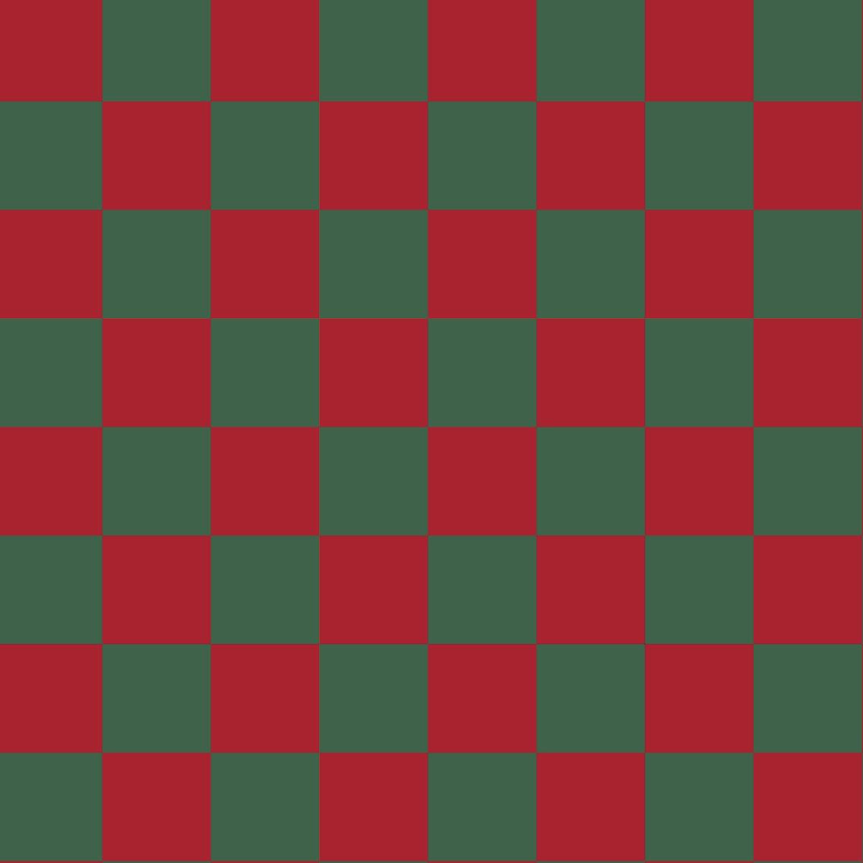 A repeating red and dark green checkerboard pattern fills the frame.