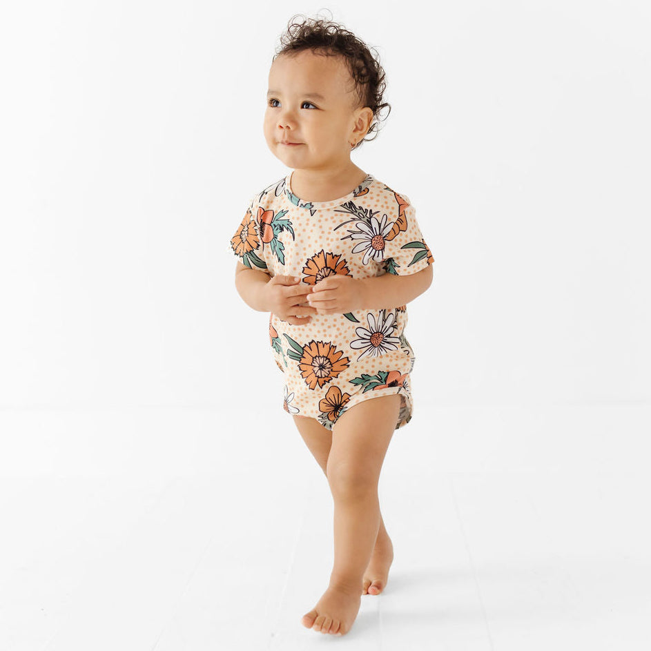 Flowering Frolic Short Sleeve Snuggle Bug Bodysuit Luxe Edition | Cotton Bamboo Blend