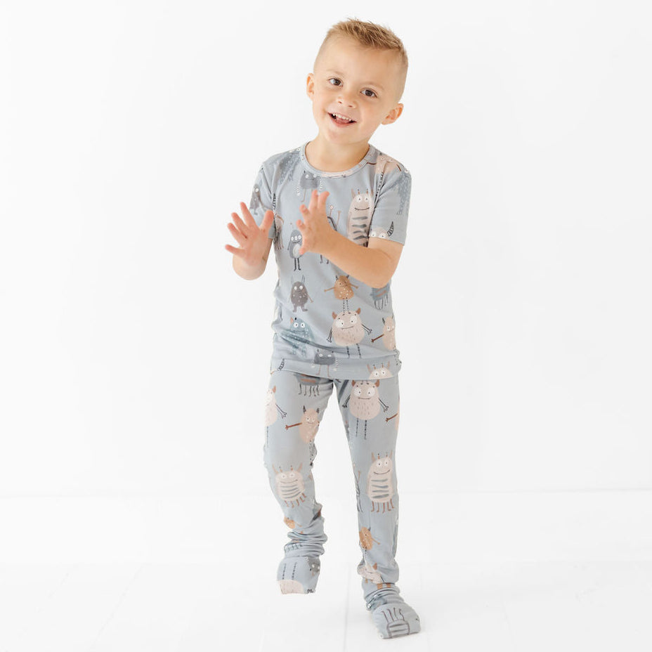 Blue Little Monsters All Wrapped Up Set Luxe Edition | Cotton Bamboo Blend