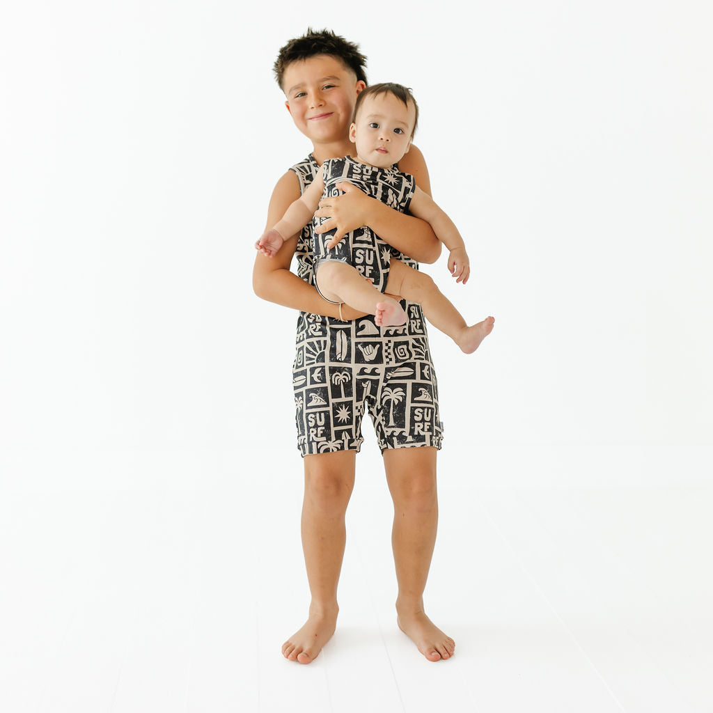 Hang Ten Kid's Sleeveless Shorty Romper Luxe Edition | Cotton Bamboo Blend