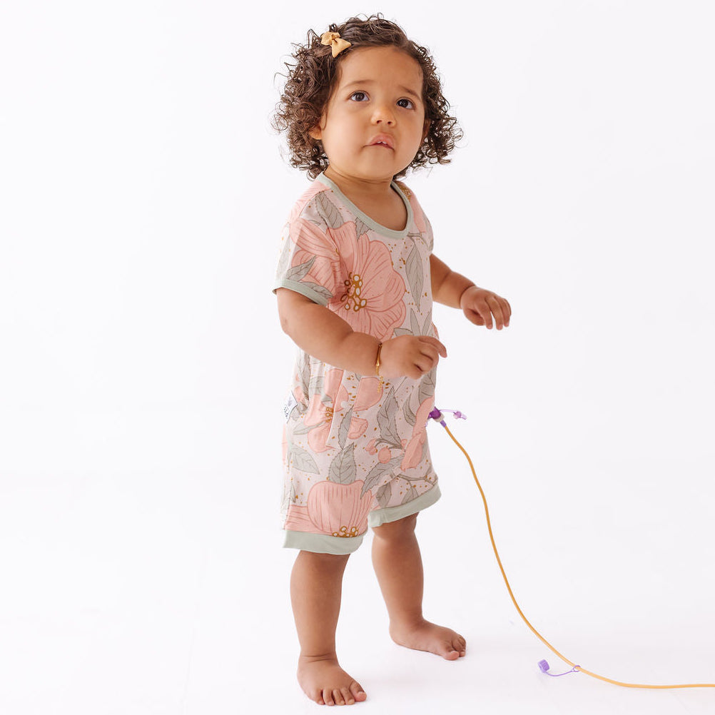 Petal Me Pink Adaptive Tube Access Shorty Romper