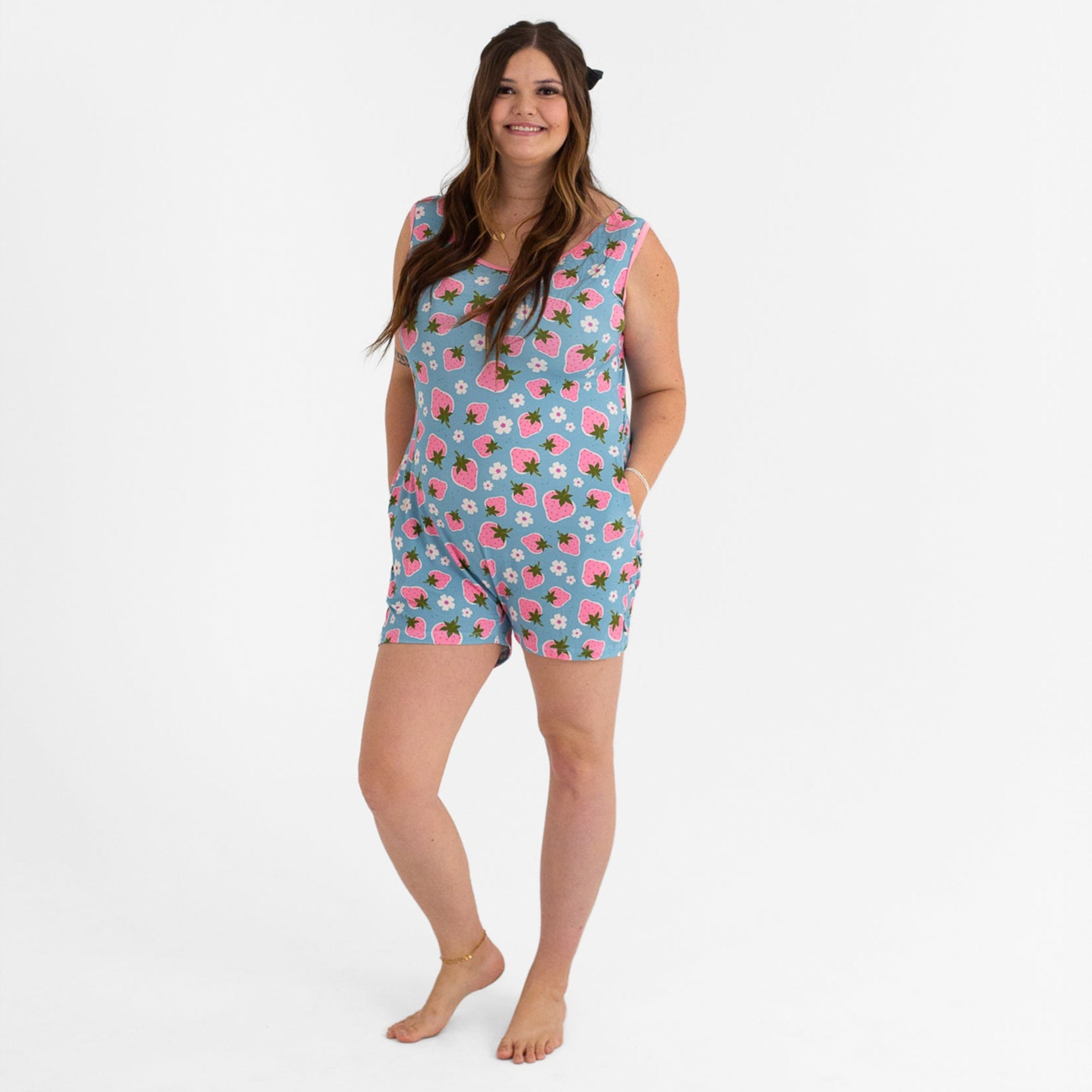 Strawberry Fields Adult Sleeveless Shorty Romper