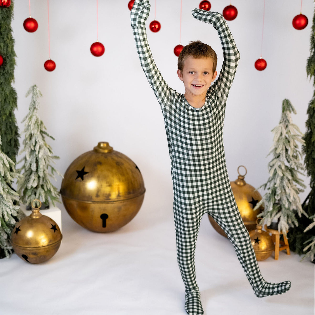 Mistletoe Gingham Kid's Day to Night Romper Luxe Edition | Cotton Bamboo Blend