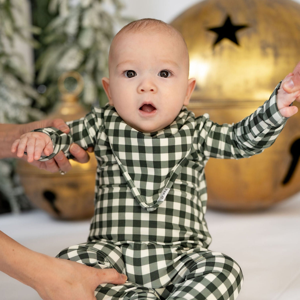 Mistletoe Gingham Bandana Bib