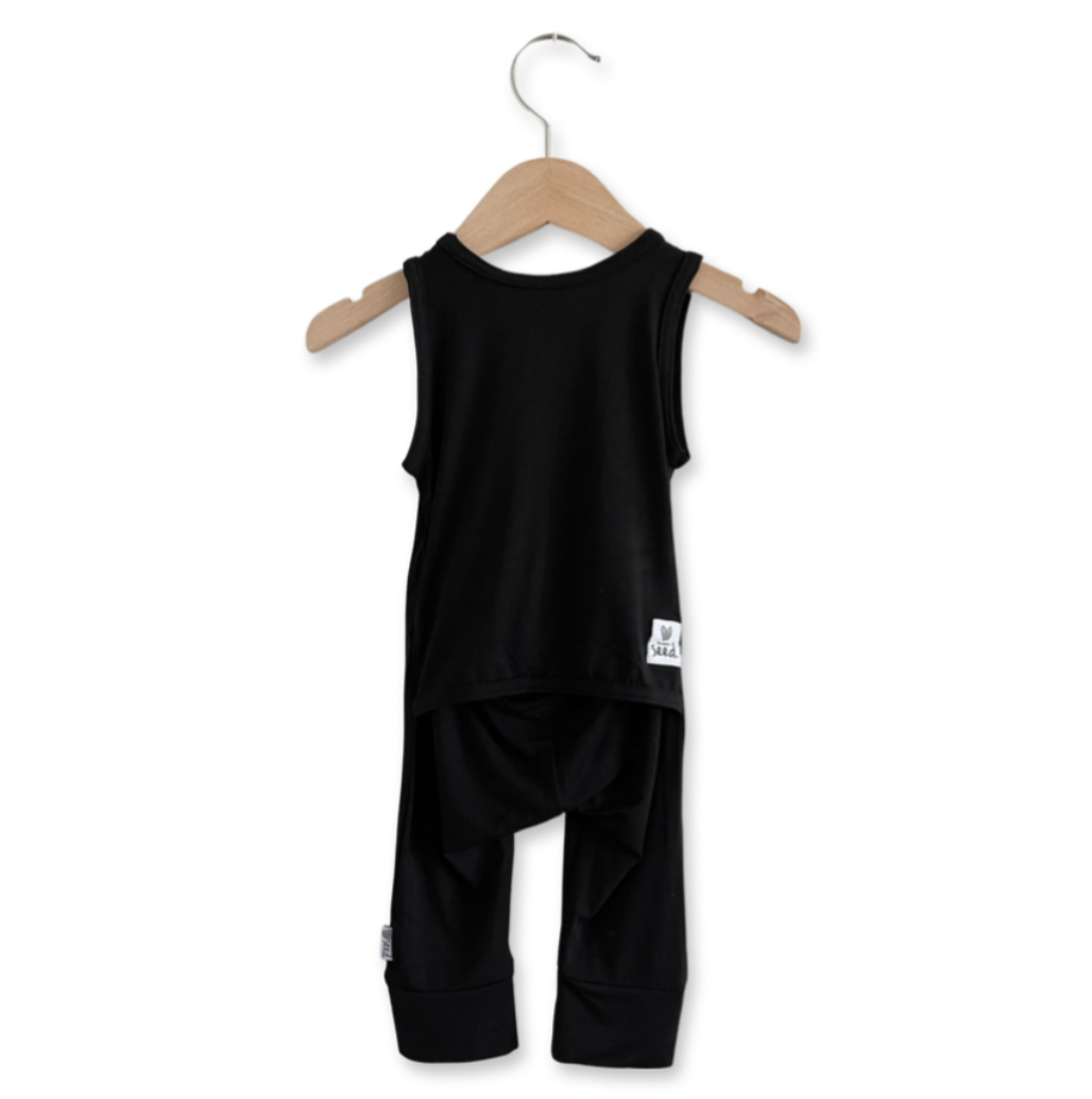 Black Big Kid Sleeveless Romper