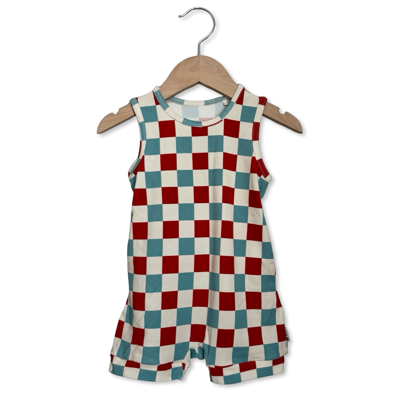 Liberty Check Sleeveless Shorty Romper Luxe Edition | Cotton Bamboo Blend
