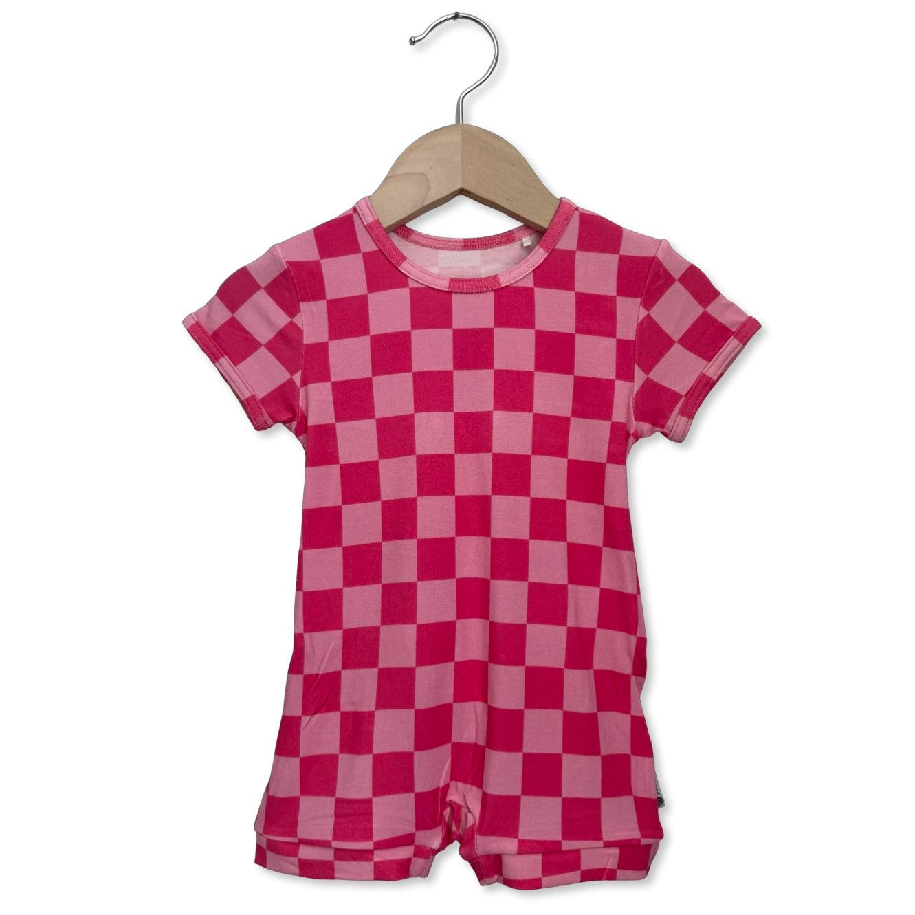 Bubble Gum Check Shorty Romper