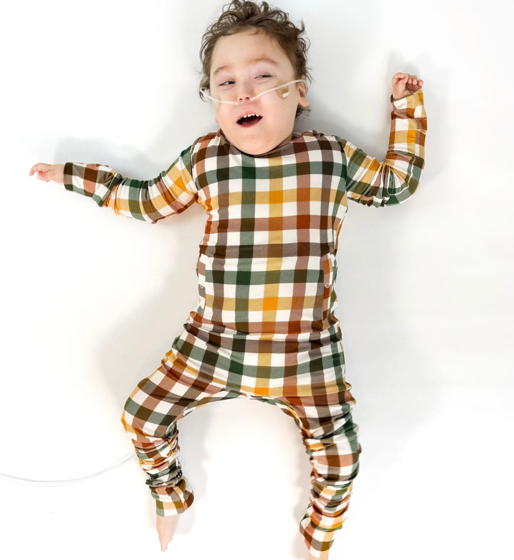 Autumn Plaid Adaptive Tube Access Day to Night Romper