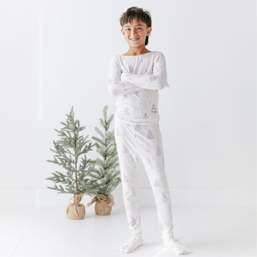 Snow Kissed Pines All Wrapped Up Kid's Two Piece Jammie Set