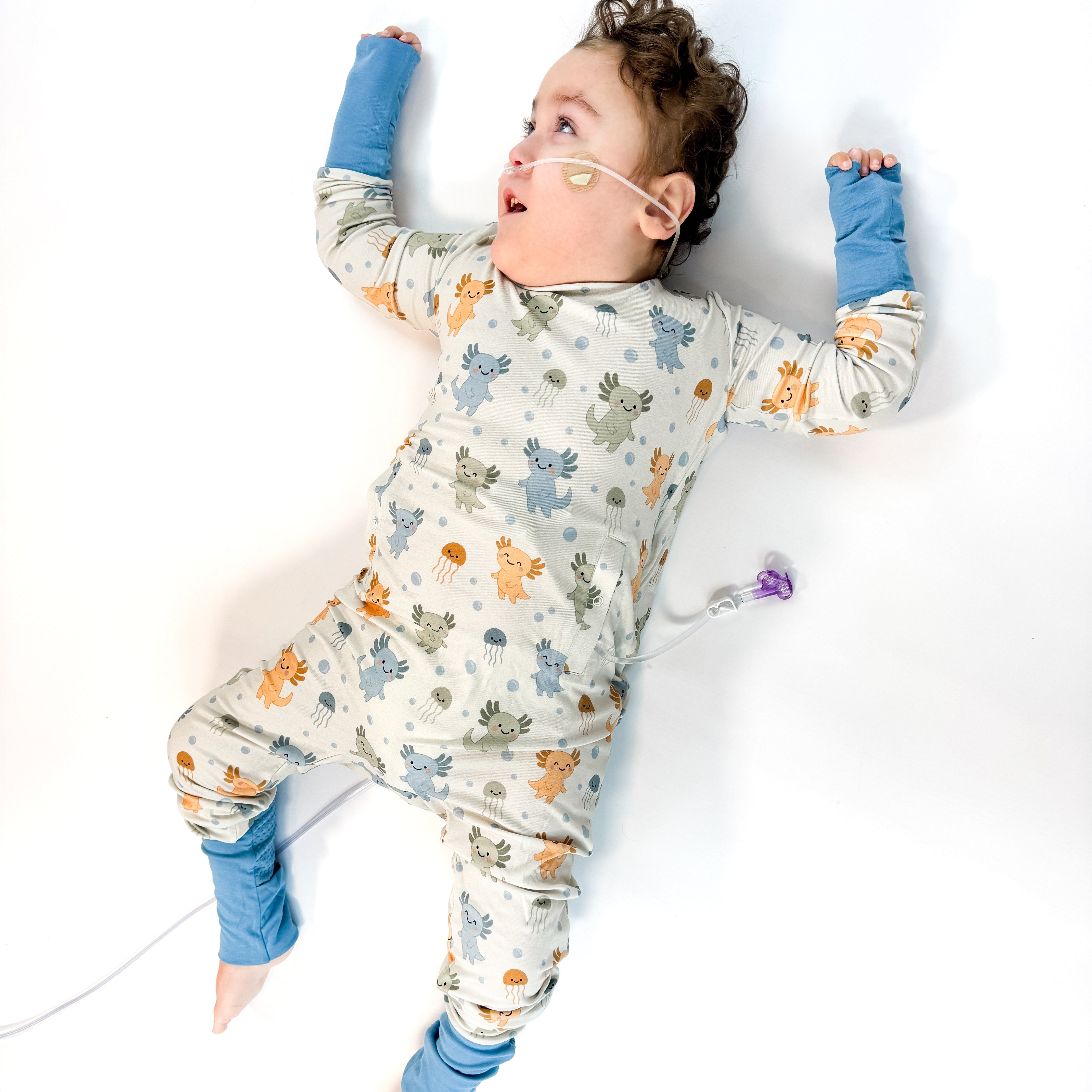 Alotl Smiles Adaptive Tube Access Day to Night Romper