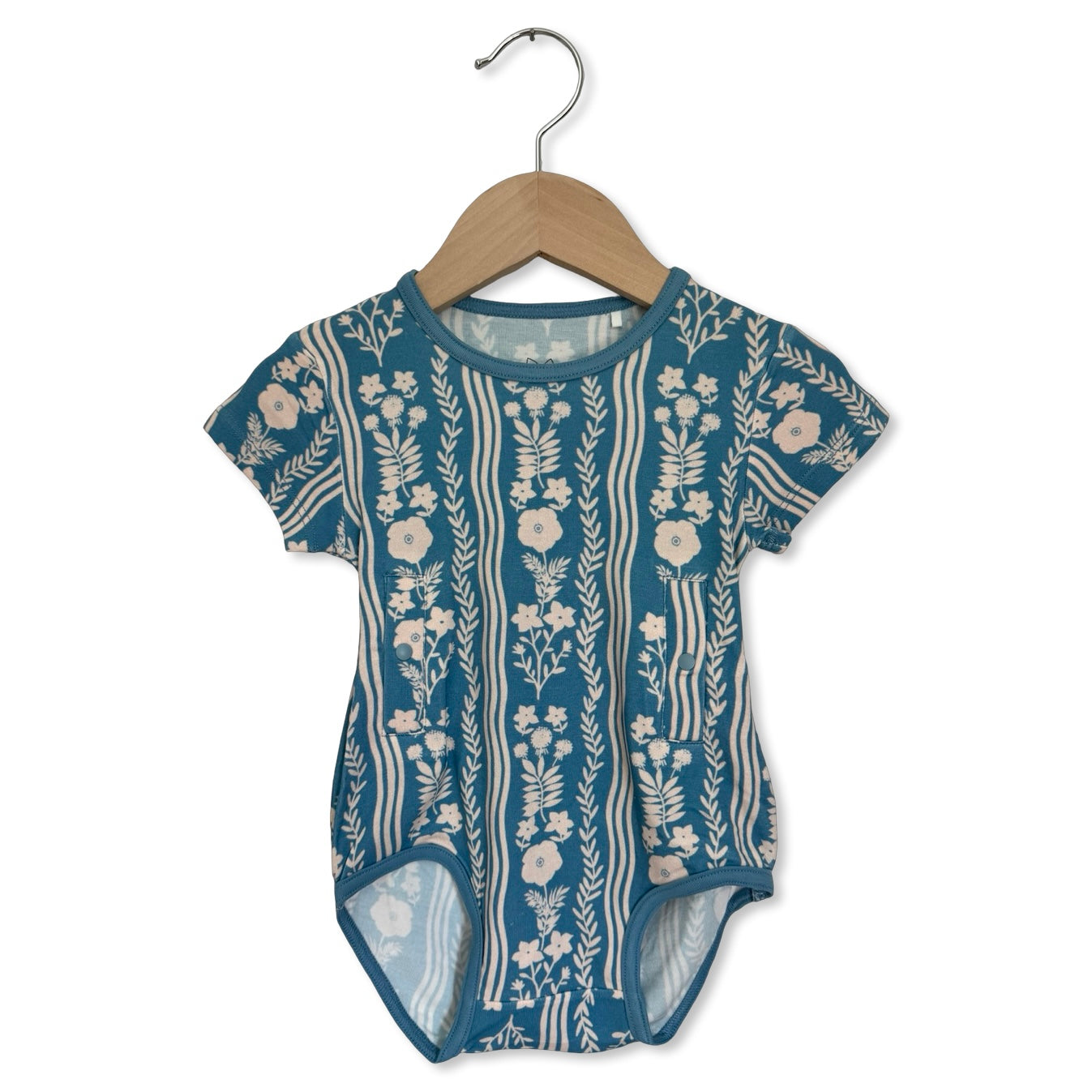 Whimsy Blue Tube Access Short Sleeve Snuggle Bug Bodysuit