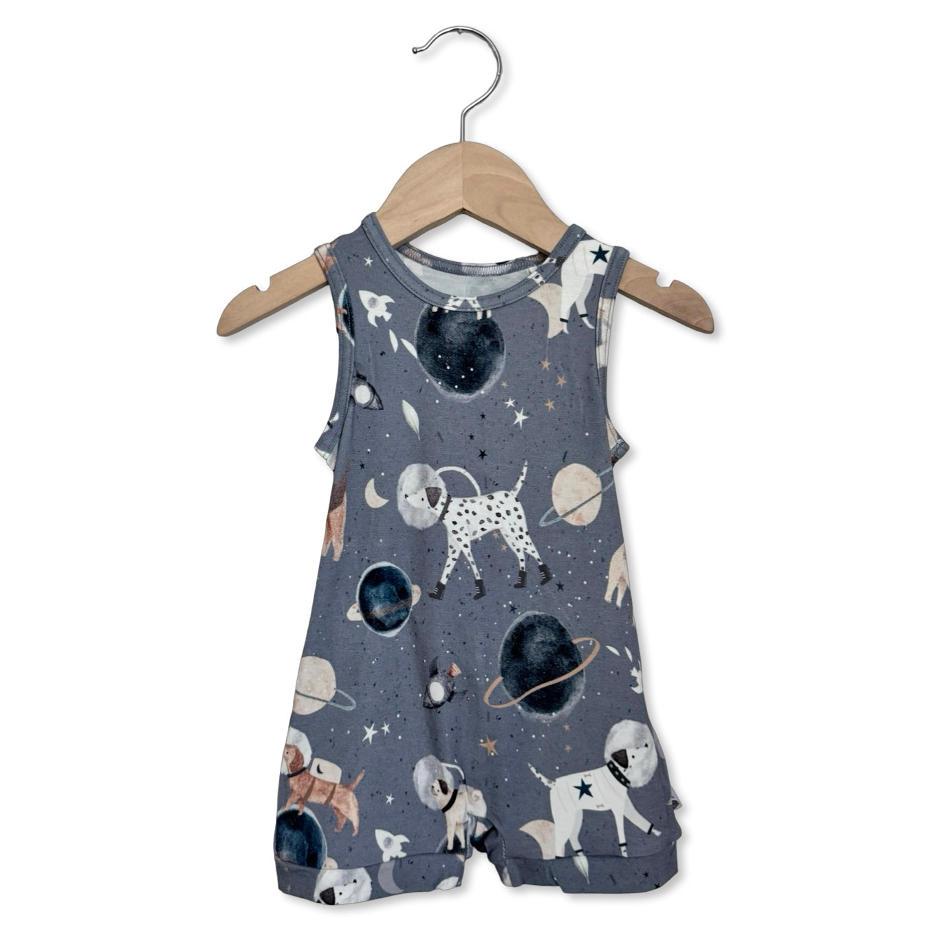 Space Paws Sleeveless Shorty Romper Luxe Edition | Cotton Bamboo Blend