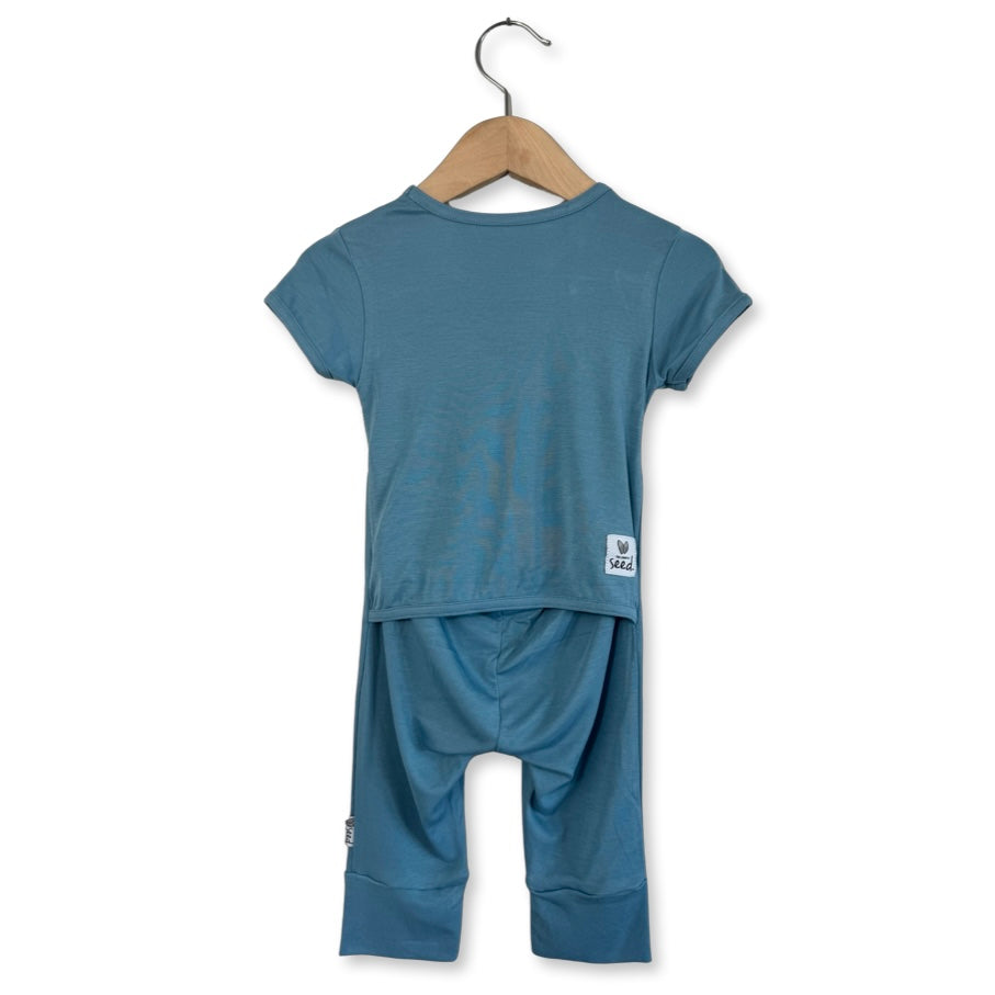 Blue Jay Mini Ribbed Big Kid Short Long Romper