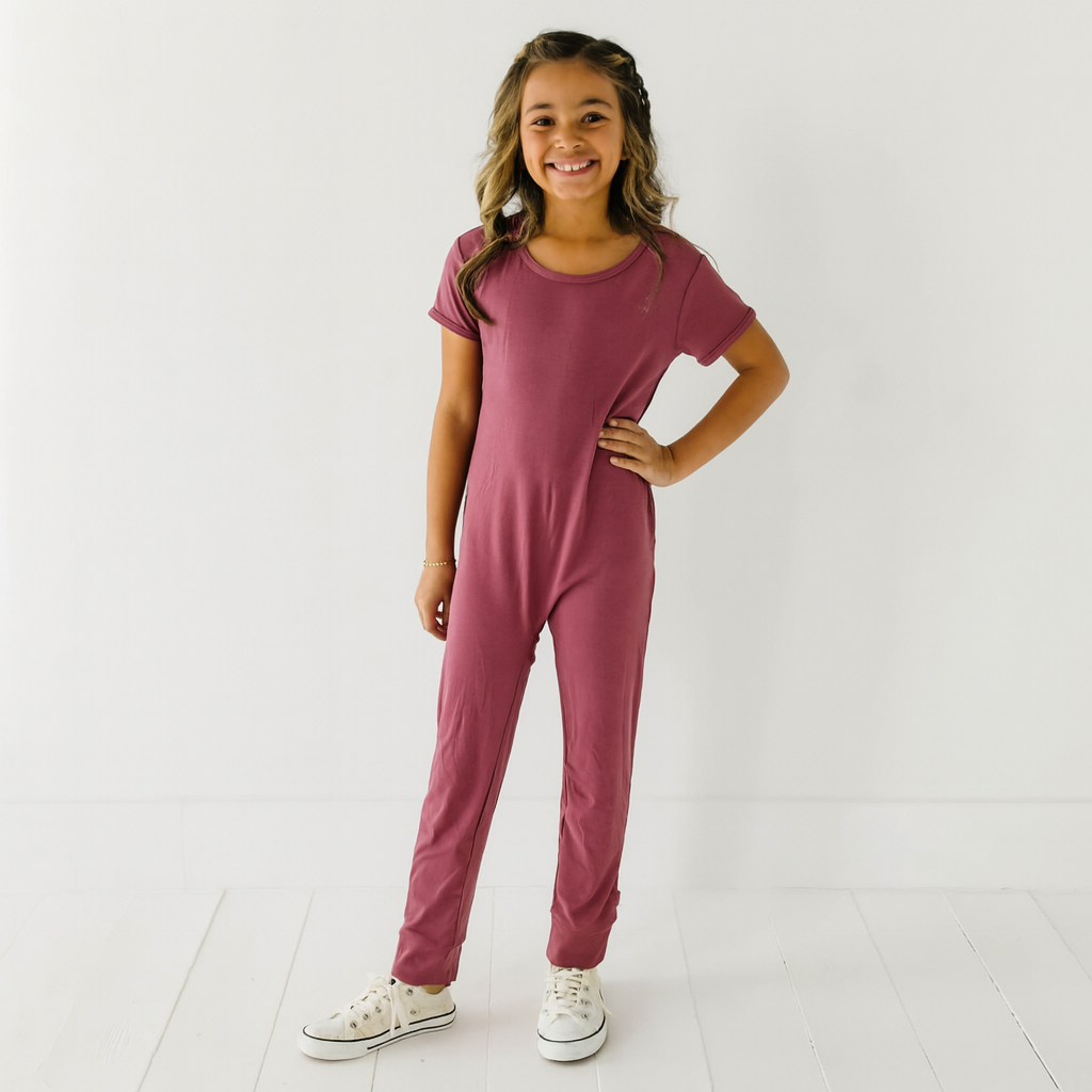 Maroon Kid's Short Long Romper