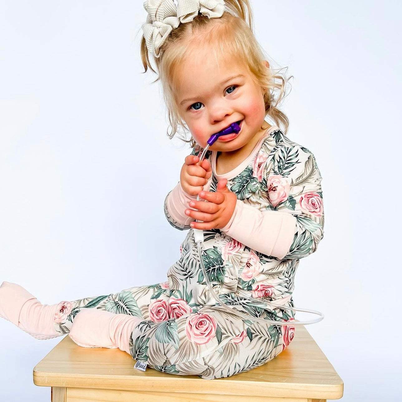 Peony Tropic Adaptive Tube Access with snaps Day to Night Romper