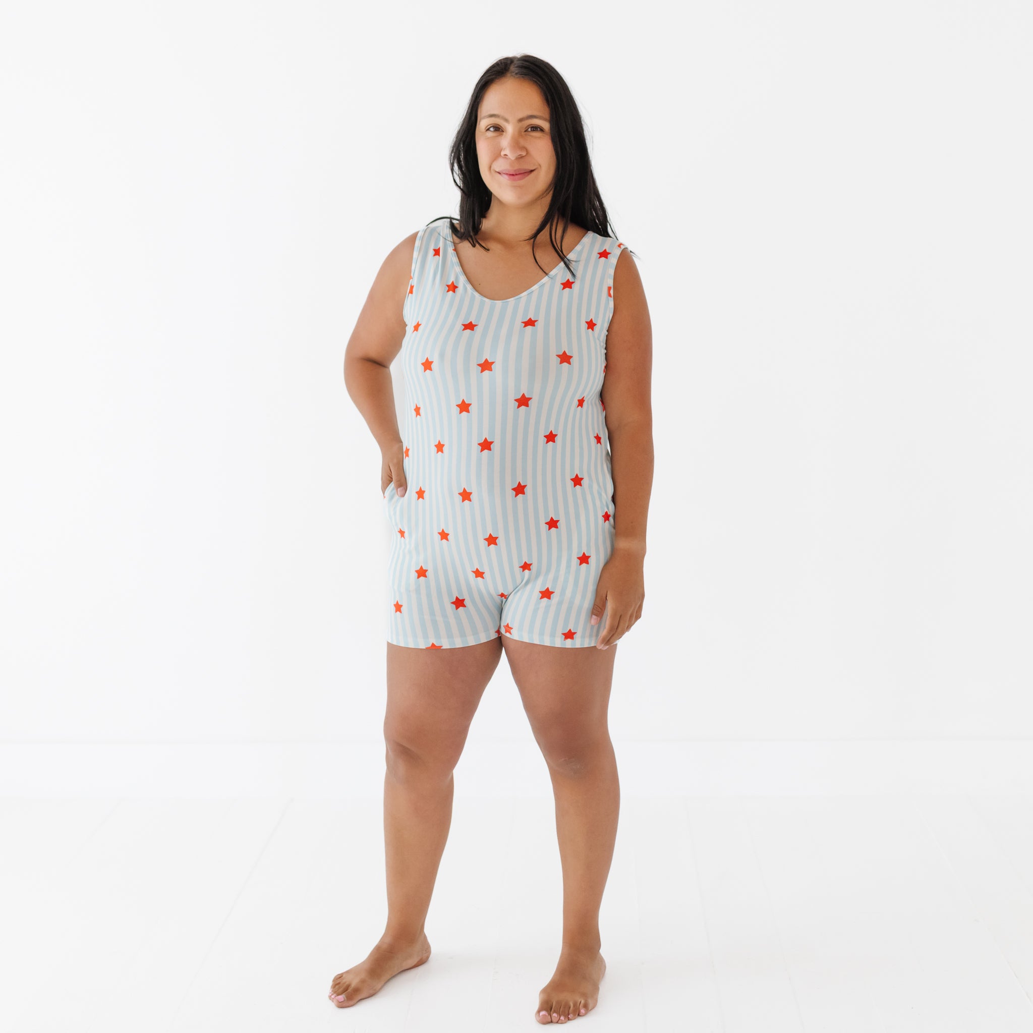 Stars & Stripes Adult Sleeveless Shorty Romper