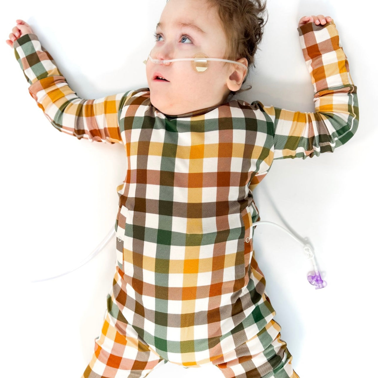 Autumn Plaid Adaptive Tube Access Day to Night Romper