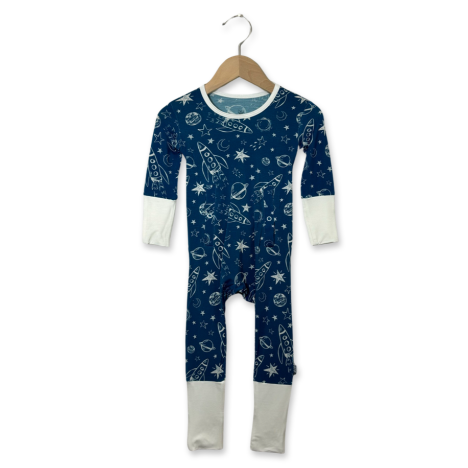 Blast Off Adaptive Tube Access with snaps Kid's Day to Night Romper