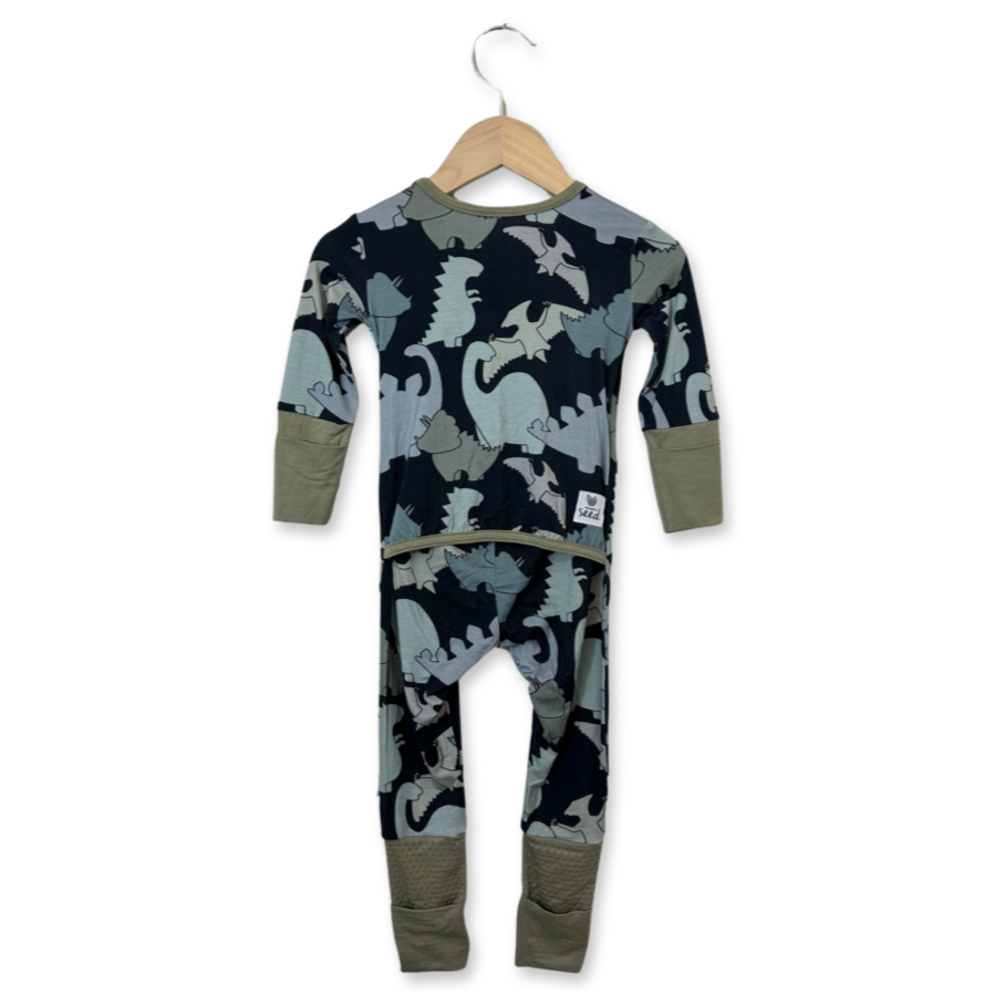 Dino Adaptive Tube Access with snaps Kid's Day to Night Romper