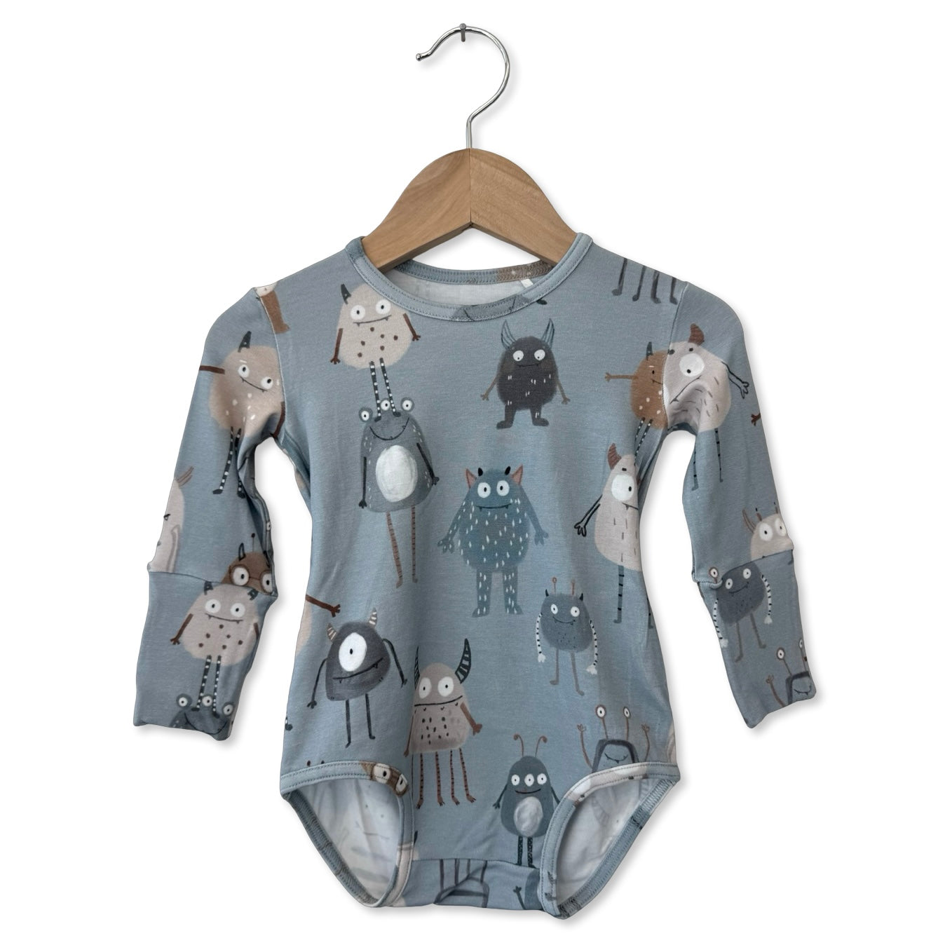 Blue Little Monsters Snuggle Bug Long Sleeve Bodysuit