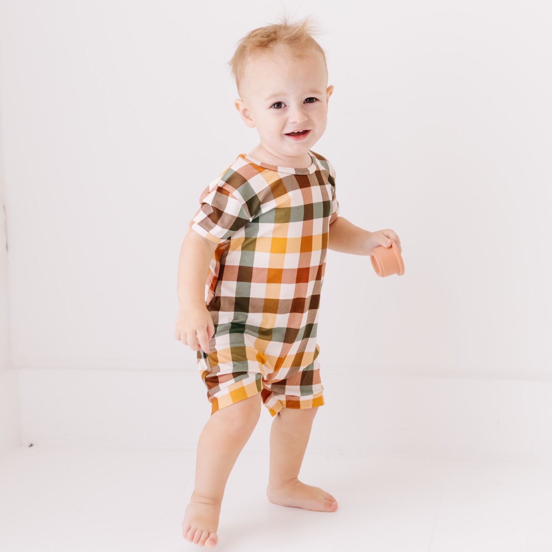 Autumn Plaid Shorty Romper