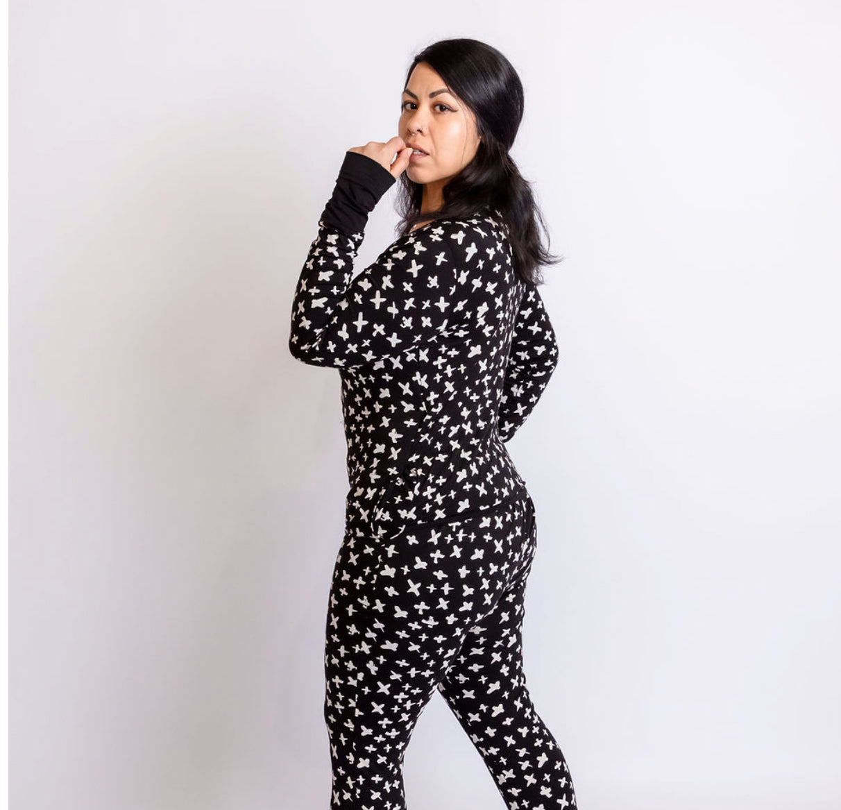 X Marks the Spot Black At Your Leisure Snap Down Adult Romper- 3X-5X