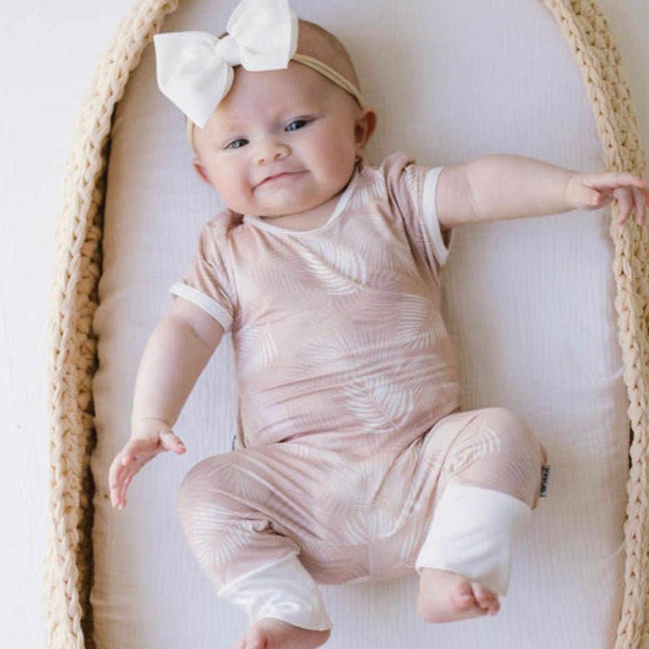 Pink Palms Short Long Romper