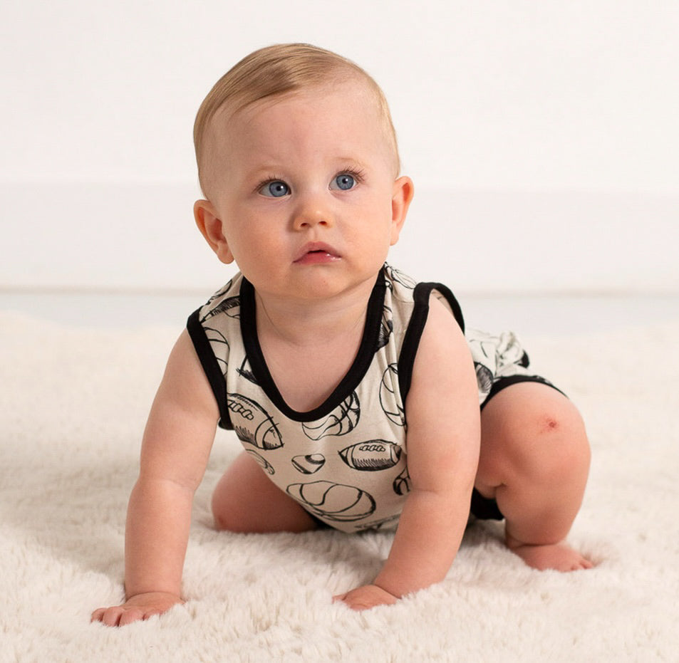 Play Ball Sleeveless Shorty Romper