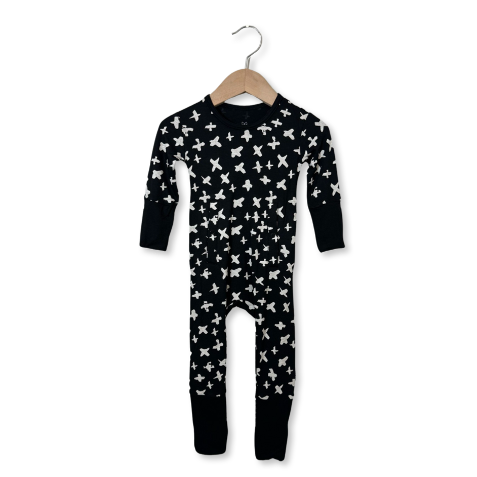 X Marks the Spot Black Adaptive Tube Access with snaps Day to Night Romper