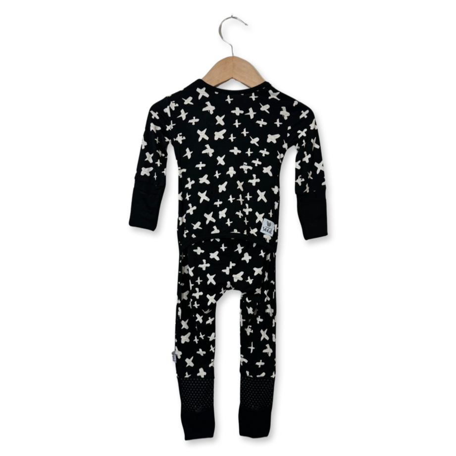 X Marks the Spot Black Adaptive Tube Access with snaps Day to Night Romper