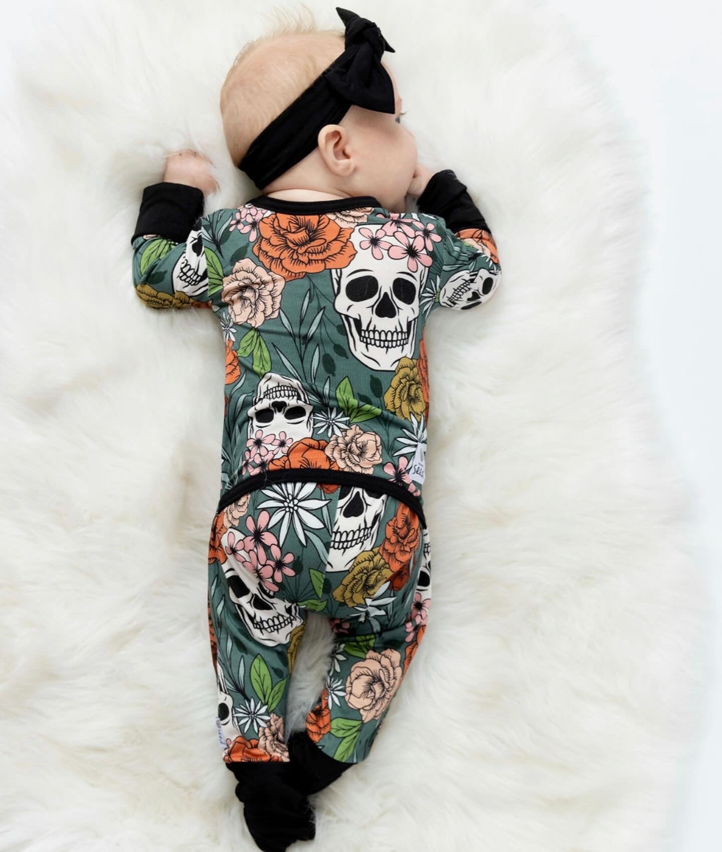 Sweet & Skully Adaptive Tube Access with snaps Day to Night Romper