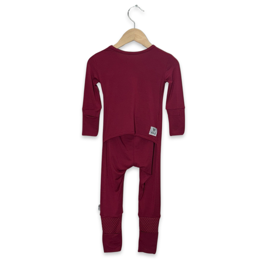 Cranberry Adaptive Tube Access with snaps Day to Night Romper