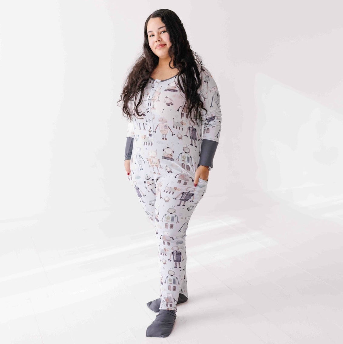 Bot Buddies At Your Leisure Snap Down Adult Romper