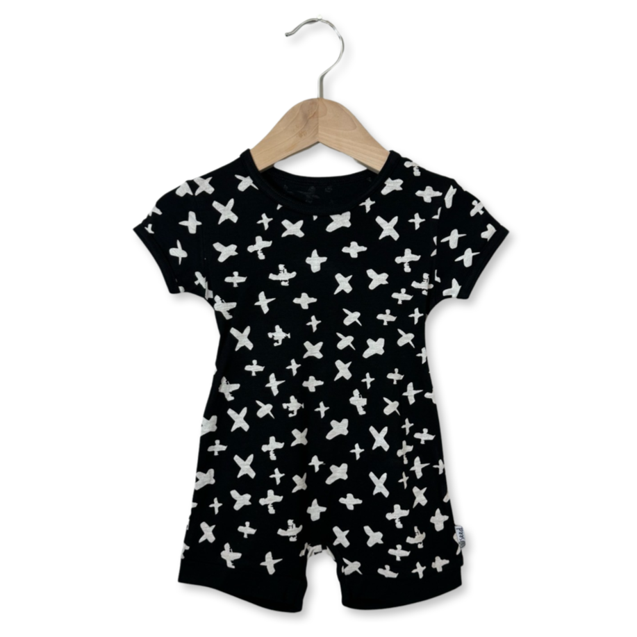 X Marks the Spot Black Shorty Romper