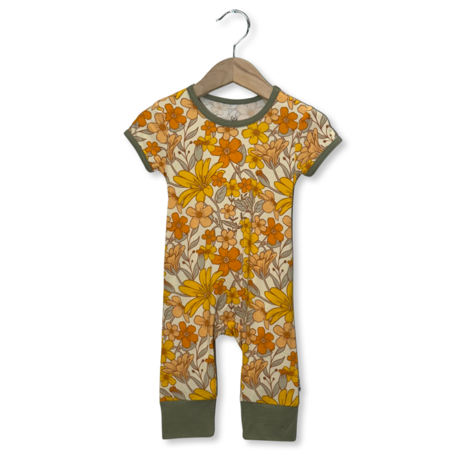 Fallin' for Blooms Kid's Short Long Romper
