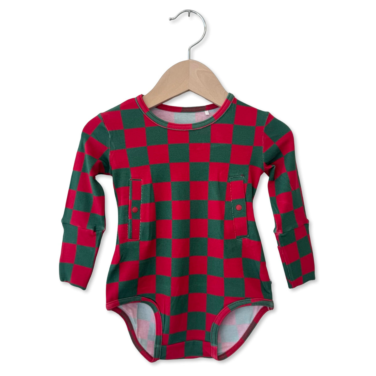 Merry Checkmas Tube Long Sleeve Tube Access Snuggle Bug Bodysuit