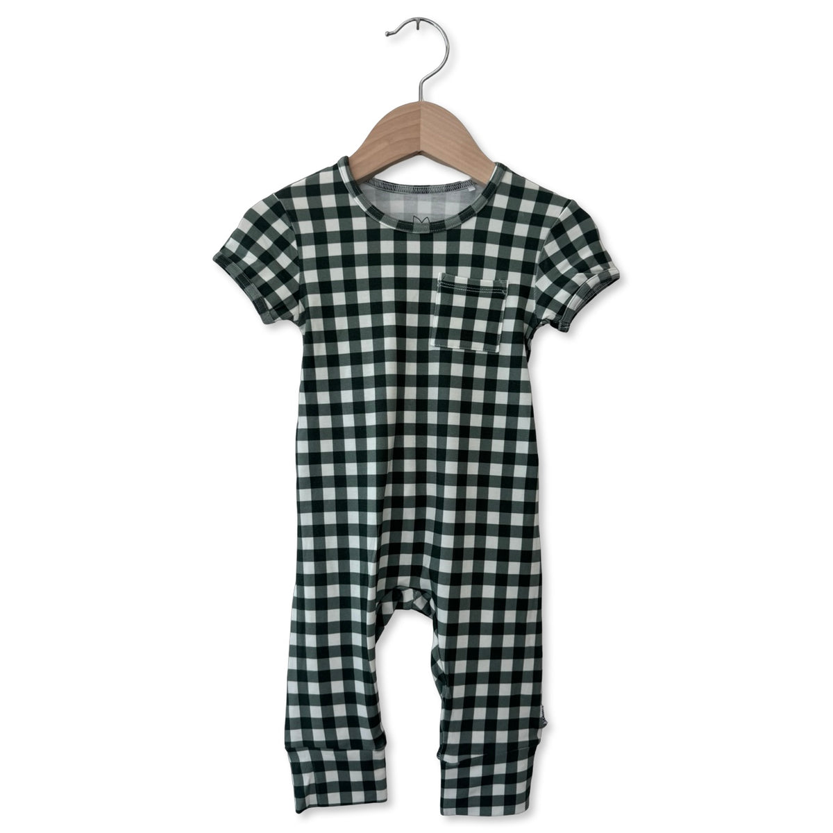 Mistletoe Gingham Short Long Romper Luxe Edition | Cotton Bamboo Blend