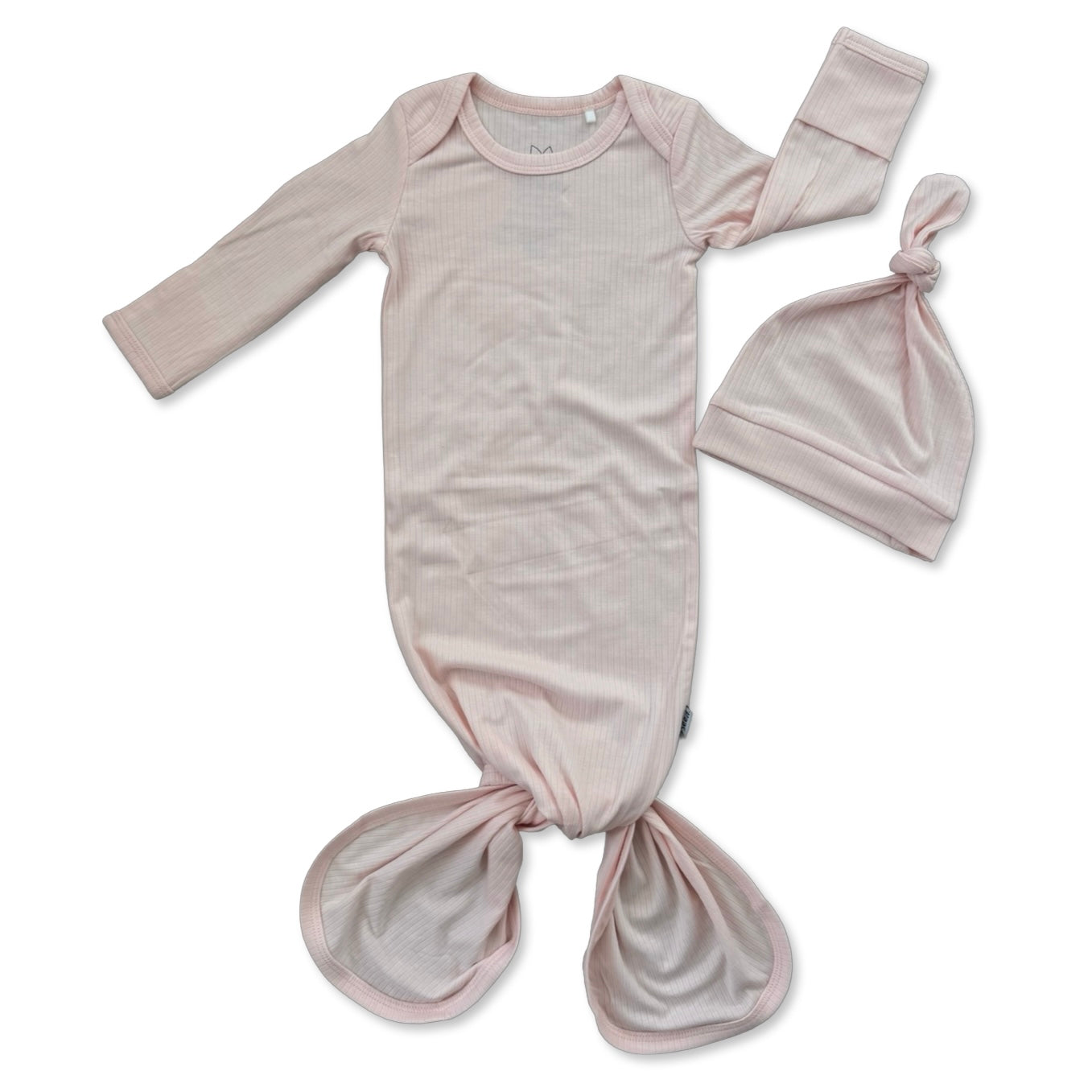 Carnation Ribbed Knotted Gown & Beanie