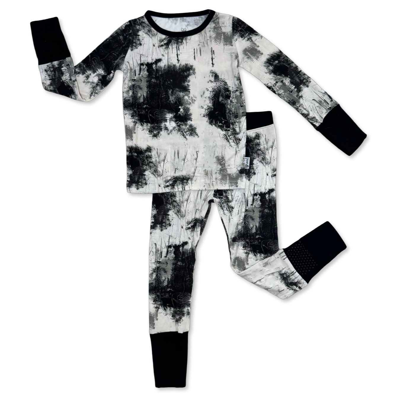 Caden & Crew Black Art All Wrapped Up Kid's Two Piece Jammie Set