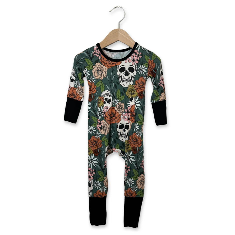 Sweet & Skully Adaptive Tube Access with snaps Day to Night Romper