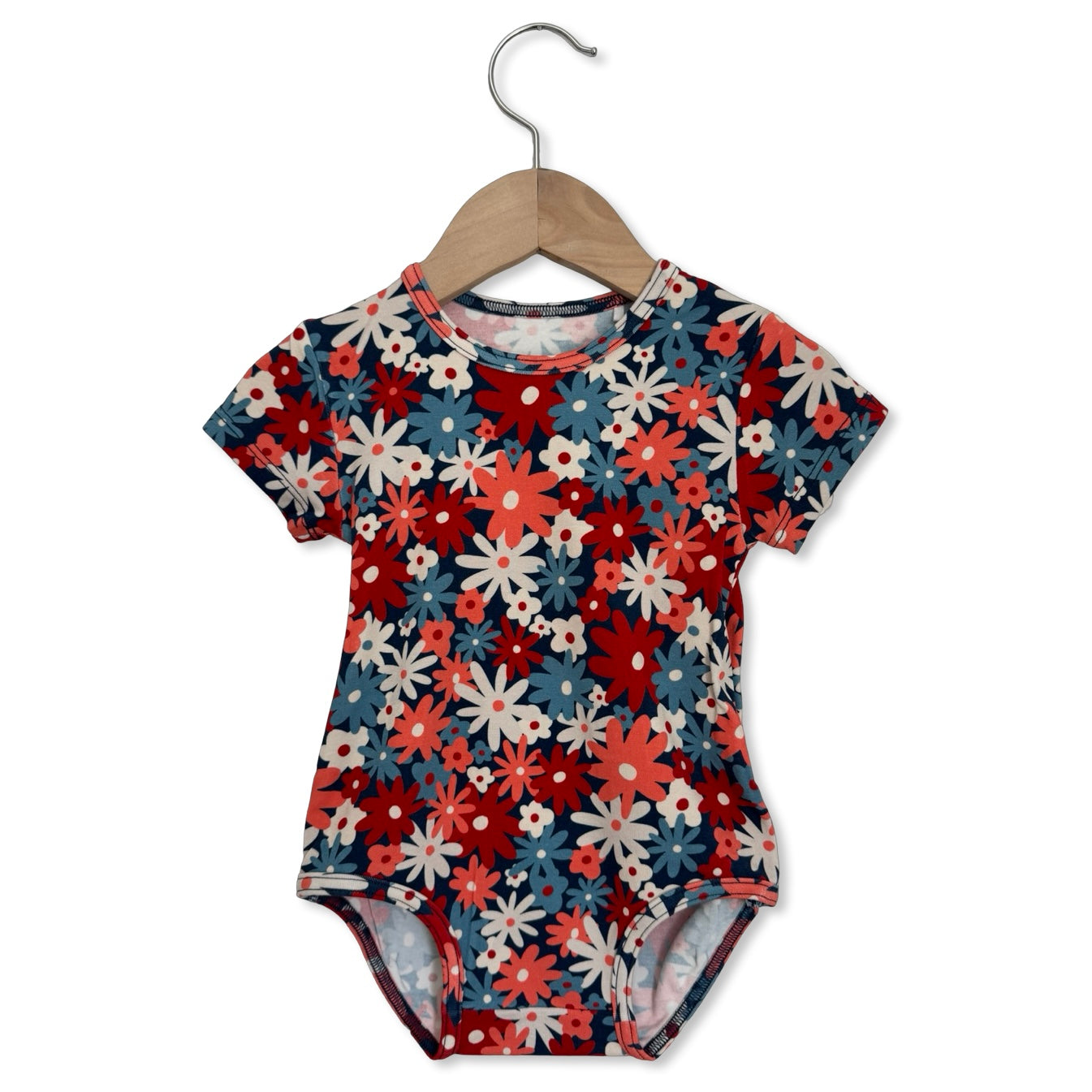 Freedom Floral Short Sleeve Snuggle Bug Bodysuit Luxe Edition | Cotton Bamboo Blend