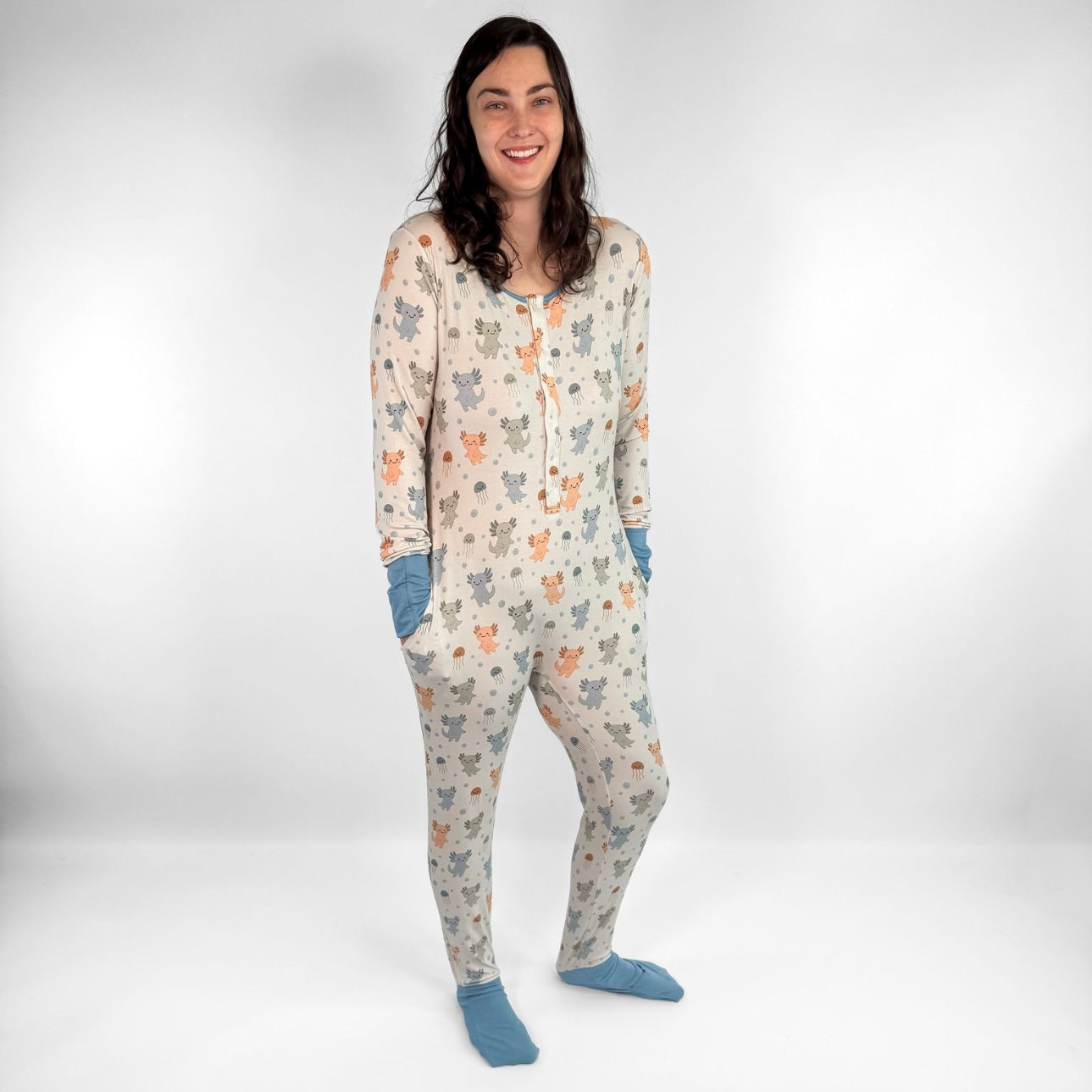 Alotl Smiles At Your Leisure Snap Down Adult Romper