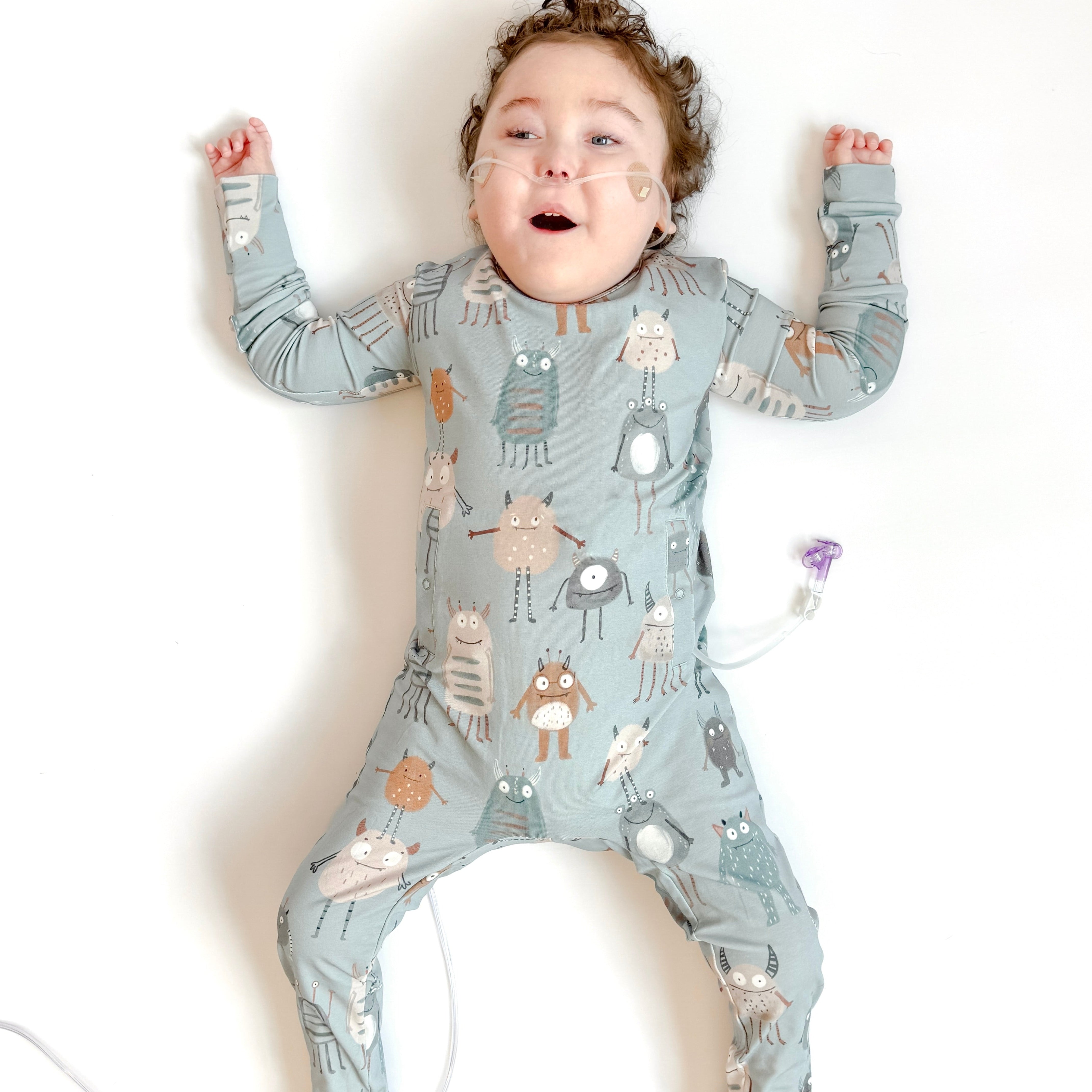 Blue Little Monsters Tube Access Day to Night Romper Luxe Edition | Cotton Bamboo Blend