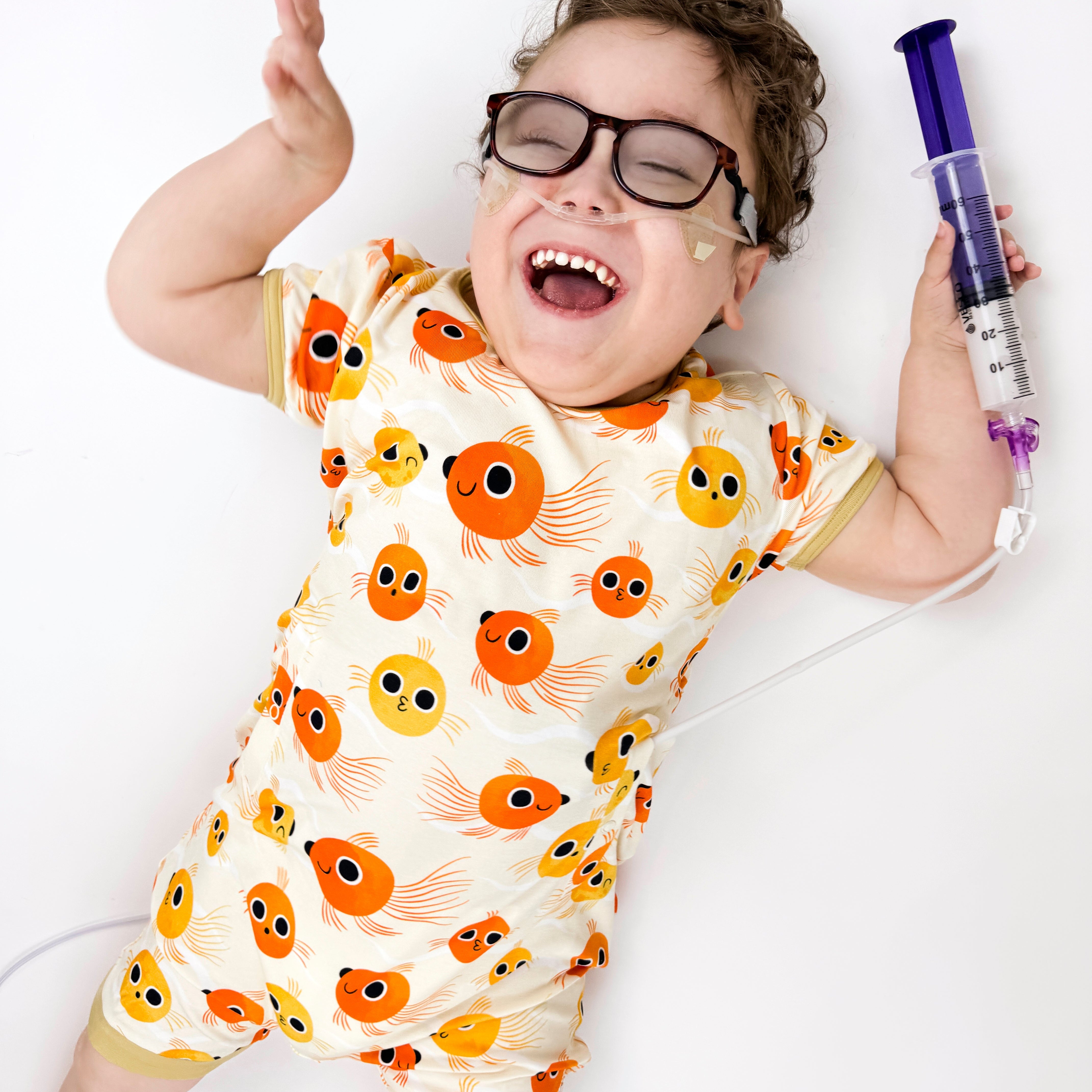 Goldie Guppies Adaptive Tube Access Shorty Romper