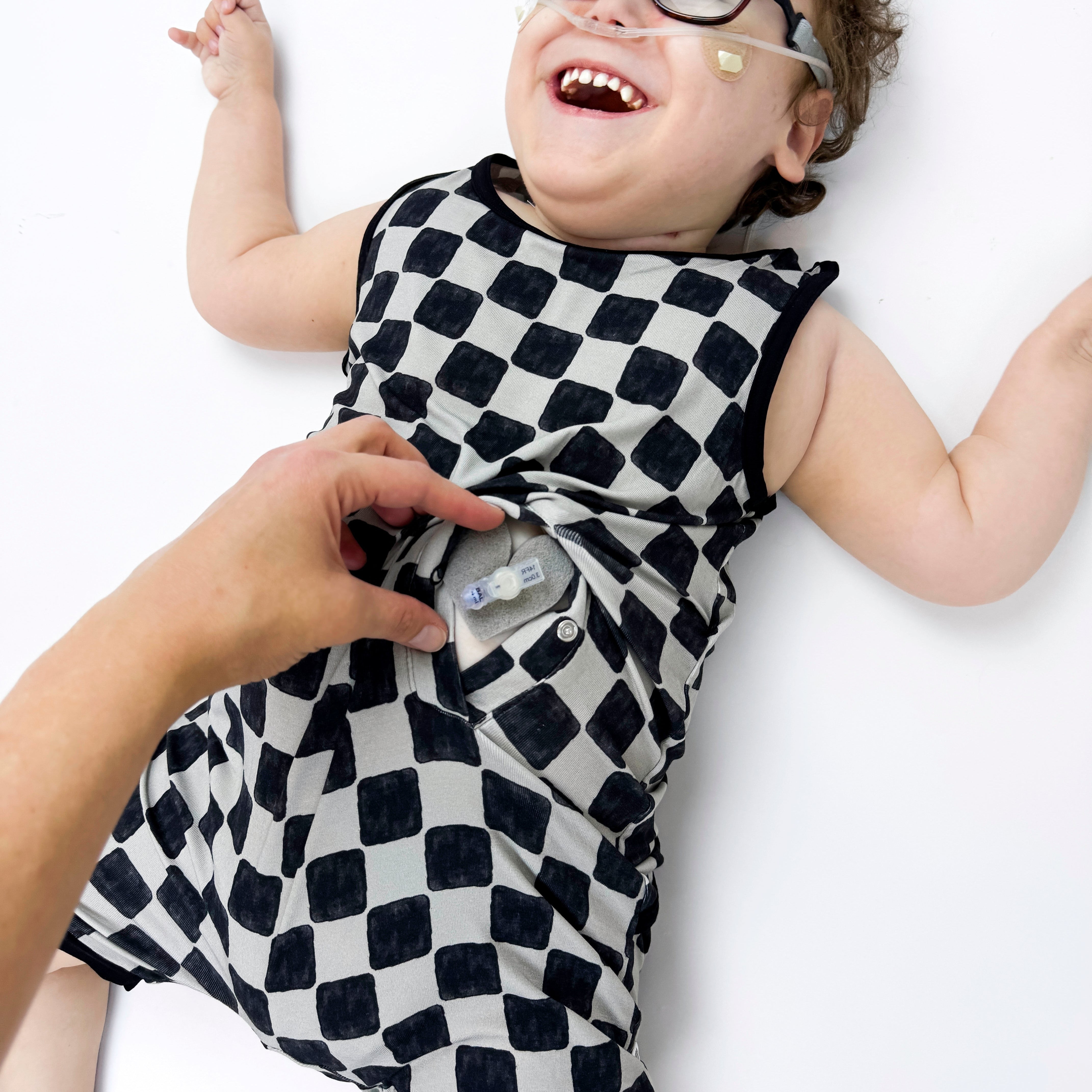 Checkmate Adaptive Tube Access Sleeveless Shorty Romper