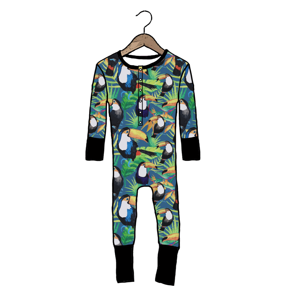 Toucan Jungle At Your Leisure Snap Down Adult Romper- 3X-5X