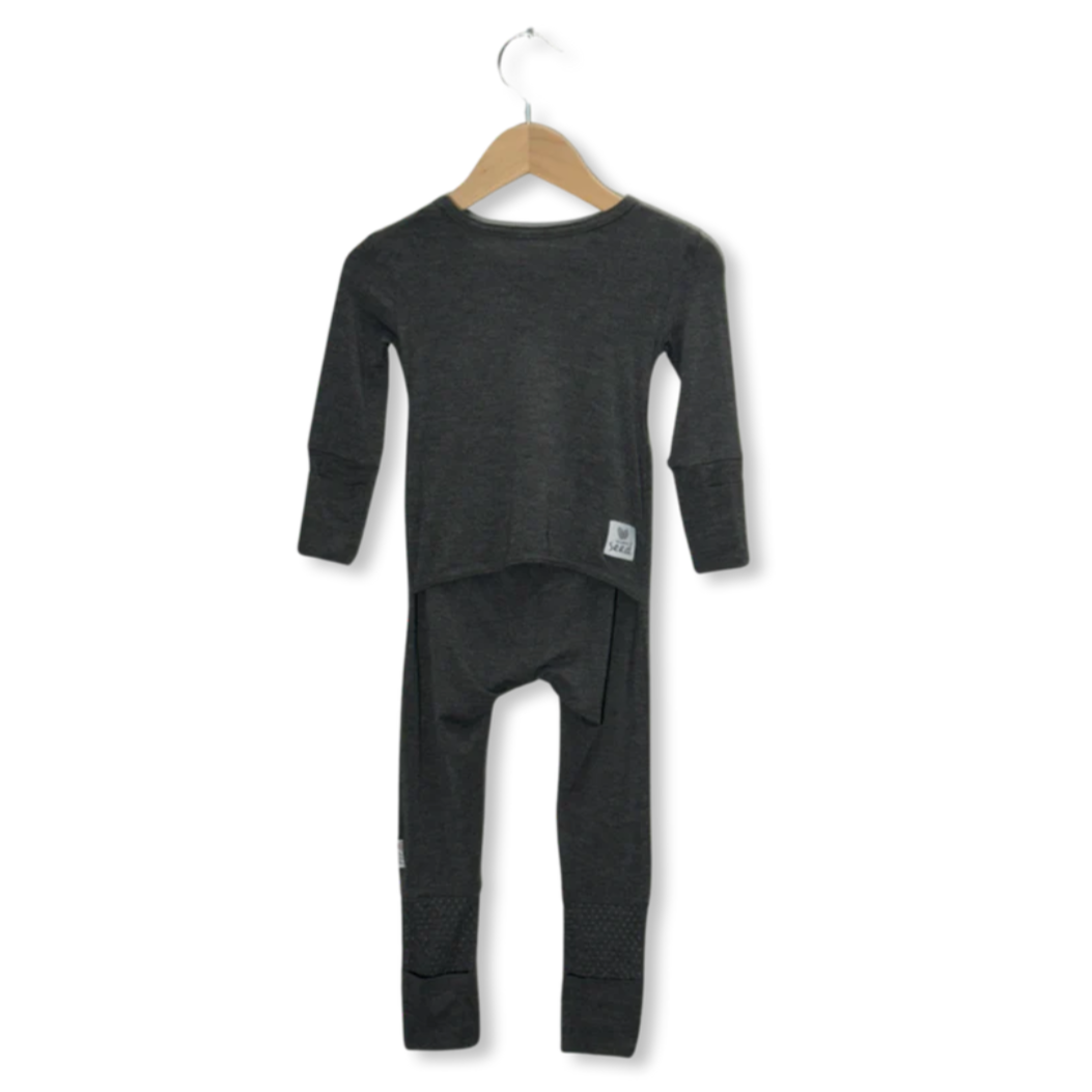 Charcoal Adaptive Tube Access with snaps Kid's Day to Night Romper
